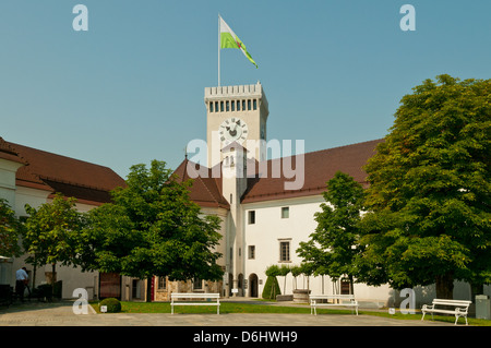 Cortile del Castello di Ljubljana, Lubiana, Slovenia Foto Stock