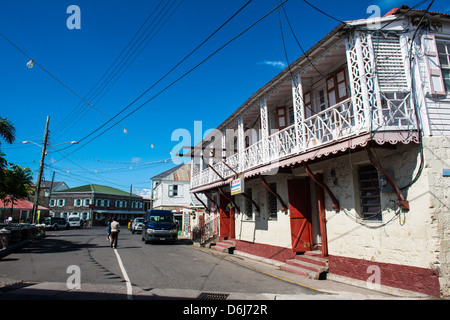 Il centro di Charlestown, capitale di Nevis Island, Saint Kitts e Nevis, Isole Sottovento, West Indies, dei Caraibi e America centrale Foto Stock
