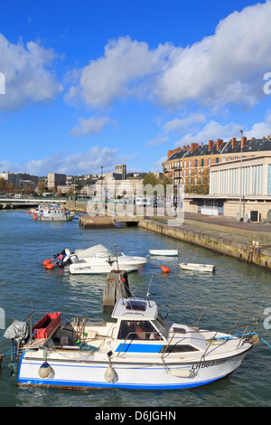 Barche a Saint Francois trimestre, Le Havre, in Normandia, Francia, Europa Foto Stock