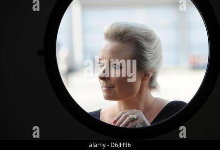 Lo scrittore danese Helle Helle pone alla Fiera del Libro di Lipsia a Leipzig, Germania, 15 marzo 2012. Foto: Jens Kalaene Foto Stock