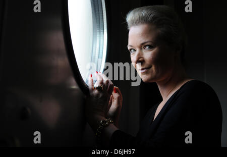 Lo scrittore danese Helle Helle pone alla Fiera del Libro di Lipsia a Leipzig, Germania, 15 marzo 2012. Foto: Jens Kalaene Foto Stock