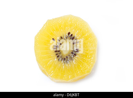 Giallo kiwi isolati su sfondo bianco. Foto Stock