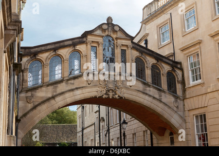 Hertford Bridge (Ponte dei Sospiri), unendo Hertford College e New College Lane, Oxford, Oxfordshire, England, Regno Unito Foto Stock