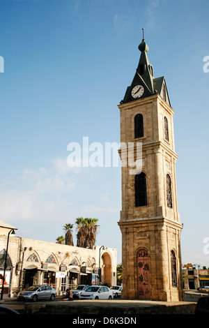 La Torre dell Orologio nella Vecchia Jaffa, Tel Aviv, Israele, Medio Oriente Foto Stock