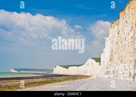 Sette sorelle scogliere, Birling Gap beach, South Downs Way, South Downs National Park, East Sussex, Inghilterra, Regno Unito GB EU Europe Foto Stock