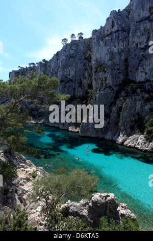 Le Calanche di en Vau, Cassis, Bouches du Rhône, 13, PACA, Francia. Foto Stock