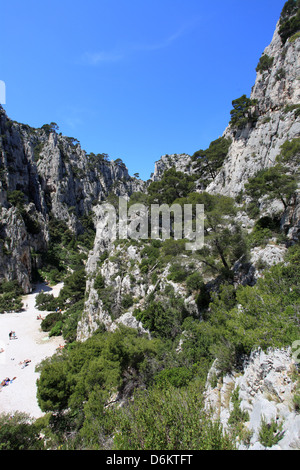 Le Calanche di en Vau, Cassis, Bouches du Rhône, 13, PACA, Francia. Foto Stock