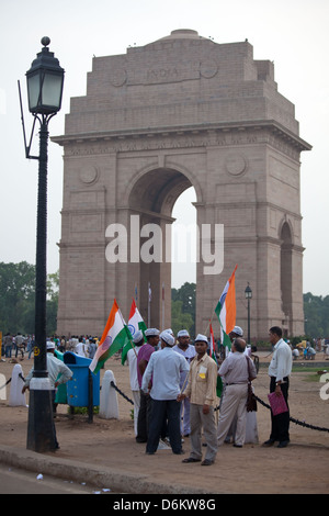 Attivisti indiani in India Gate, New Delhi Foto Stock