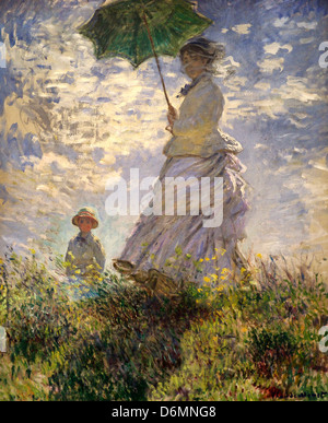 Donna con un ombrellone - Madame Monet e suo figlio di Claude Monet Foto Stock