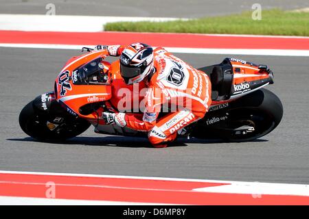 Austin, Texas. Aprile 20, 2013. ANDREA DOVIZIOSO #04 di ducati in azione sul circuito dell' America di Austin in Texas. Foto Stock