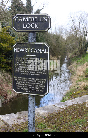 Campbell's Lock sul Newry Canal, vicino Scarva, Irlanda del Nord Foto Stock