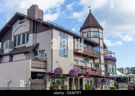 A tema bavarese edifici di Leavenworth, nello Stato di Washington, USA Foto Stock