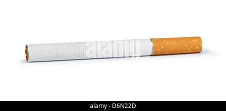 Una sigaretta isolati su sfondo bianco Foto Stock