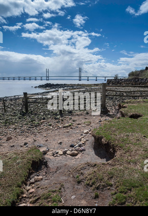 WALES COAST PATH al Black Rock con seconda SEVERN traversata nel retro di massa. Monmouthshire Waes REGNO UNITO Foto Stock