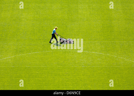 Lviv, Ucraina, la cura del prato all'Arena Lviv, Spielstaette per l'Euro 2012 Foto Stock