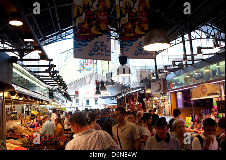 Mercat de Sant Josep de Il mercato della Boqueria sulla Rambla di Barcellona, Spagna, Europa. Foto Stock