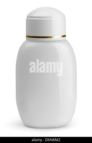 Porcellana Bianca cosmetici bottiglia isolato su bianco Foto Stock
