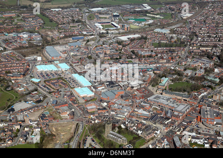 Vista aerea di Wrexham Town Center, il Galles del Nord Foto Stock