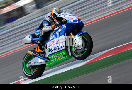 Aprile 21, 2013 - Austin, Texas, Stati Uniti d'America - Hector Barbera viene fuori del turno 20 durante la Red Bull Moto GP al circuito delle Americhe di Domenica, 21 aprile 2013. Austin, Texas, Stati Uniti d'America. (Immagine di credito: credito: Ralph Lauer/ZUMAPRESS.com/Alamy Live News) Foto Stock