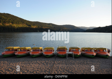 Titisee-Neustadt, Germania, noleggio barche sul lago Titisee Foto Stock