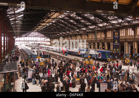 La folla di persone della Gare de Lyon, Parigi, Francia, Europa Foto Stock