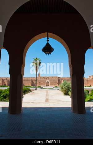 Arch a Palazzo El Badi, Marrakech, Marocco, Africa Settentrionale, Africa Foto Stock