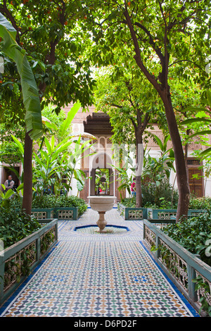 El Bahia Palace courtyard, Marrakech, Marocco, Africa Settentrionale, Africa Foto Stock