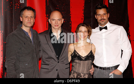 Michael Grandage, Michael Cerveris, Elena Roger e Ricky Martin conferenza stampa dopo la prima visualizzazione Prestazioni del Foto Stock