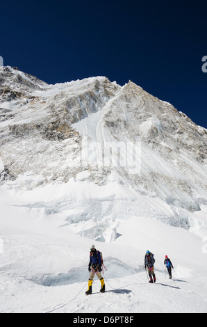 Asia, Nepal, Himalaya, Parco Nazionale di Sagarmatha, Solu Khumbu Everest Regione, sito Unesco, sul Nuptse camp 1 (6500m) sul Monte Everest Foto Stock