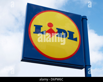 Lidl segno al di fuori del Regno Unito Foto Stock