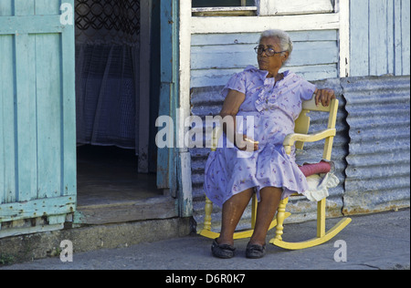 Vecchia Signora locale in Puerto Plata Repubblica Dominicana Foto Stock