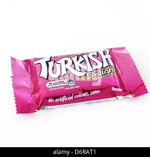 Fry's Turkish Delight barra di cioccolato su un Backgroundl bianco Foto Stock