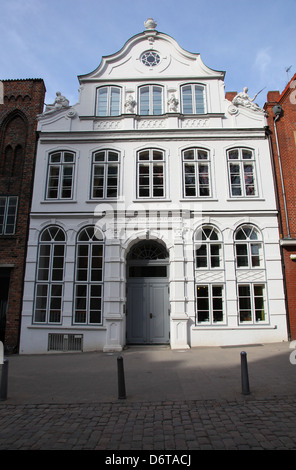 Casa Buddenbrook a Lubeck città vecchia, Schleswig-Holstein, Germania. Questa è stata la casa della famiglia Mann ed eretto nel 1799. Foto Stock