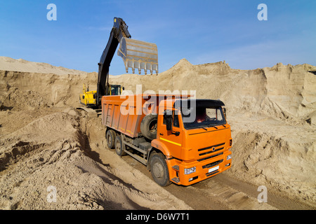 Caricamento escavatore Dumper extreme ampio angolo Foto Stock