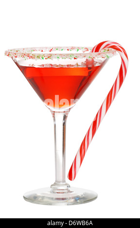 Holiday martini con un candy cane Foto Stock