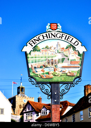 Segno di villaggio in Finchingfield, East Anglia Foto Stock