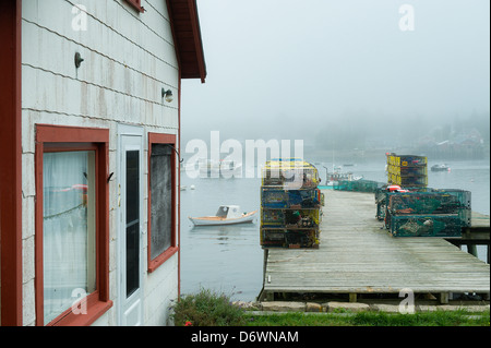 La pesca shack, Bernard, Mt isola deserta, Maine, Stati Uniti d'America Foto Stock