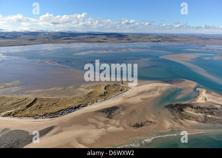 Fotografia aerea di dune Bamburgh nelle vicinanze del Lindisfarne, Isola Santa Foto Stock