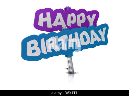 Buon Compleanno tag, sfondo bianco Foto Stock