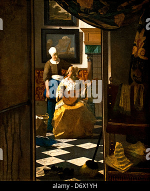 La Lettera d'amore 1669 Johannes Vermeer o Jan Vermeer 1632 - 1675 olandese Paesi Bassi Foto Stock