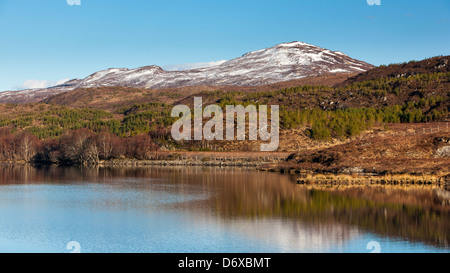 Una vista verso la foresta Strathconon sopra Loch un' Chuilinn, Achanalt, Highland, Scozia, Regno Unito, Europa. Foto Stock