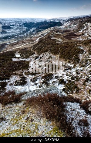 Guardando verso sud fino Danby Dale da Blakey Rigg poco dopo l'alba su un inverno mattina Foto Stock