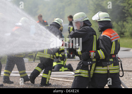 Harrislee, Germania, i vigili del fuoco la professione nel Landesfeuerwehrschule Schleswig-Holstein Foto Stock