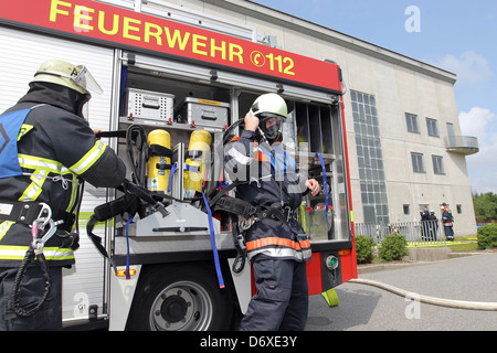 Harrislee, Germania, i vigili del fuoco la professione nel Landesfeuerwehrschule Schleswig-Holstein Foto Stock