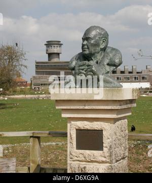 Sir Peter Scott scultura Wetlands Centre Slimbridge Gloucestershire England Regno Unito Foto Stock