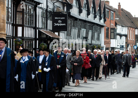 Shakespeare il compleanno Chiesa processione, Stratford-upon-Avon, Regno Unito Foto Stock