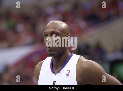 Aprile 22, 2013 - Los Angeles, California - Los Angeles Clippers Lamar Odom durante la prima metà del loro Western Conference gioco 2 contro i Memphis Grizzlies a Staples Center a Los Angeles, la California il lunedì 22 aprile 2013..ARMANDO ARORIZO. (Credito Immagine: Â© Armando Arorizo/Prensa Internacional/ZUMAPRESS.com) Foto Stock