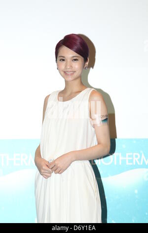 Rainie Yang ha partecipato Biotherm attività ad Hong Kong, Cina martedì 23 aprile, 2013. Foto Stock