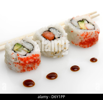Assortimento di Sushi rotoli,Close Up Foto Stock