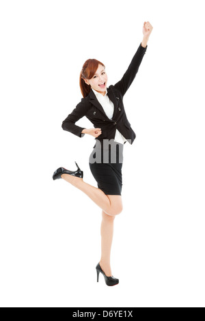 Felice giovani asian business donna con gesto di successo Foto Stock